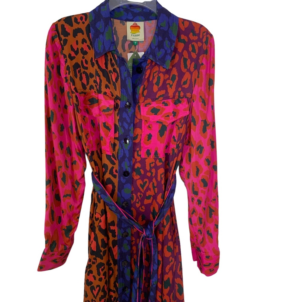 Farm Rio Mixed Leopard Pop Lenzing Ecovero Viscose Midi Dress M NWT - Picture 13 of 15